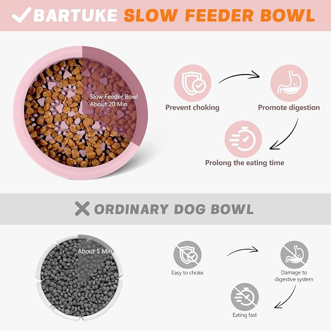 Silicone Dog Lick Bowl, Slow Feeder Dog Bowls with Strong Suction, Pink