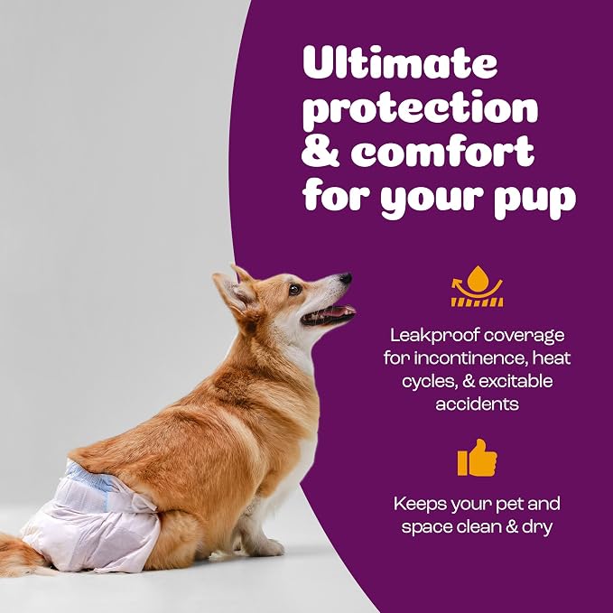 Inspire Pet Care Dog Diapers Female Dogs | Bulk Value Doggie Incontinence | For Heat, Pee or Period and Housebreaking