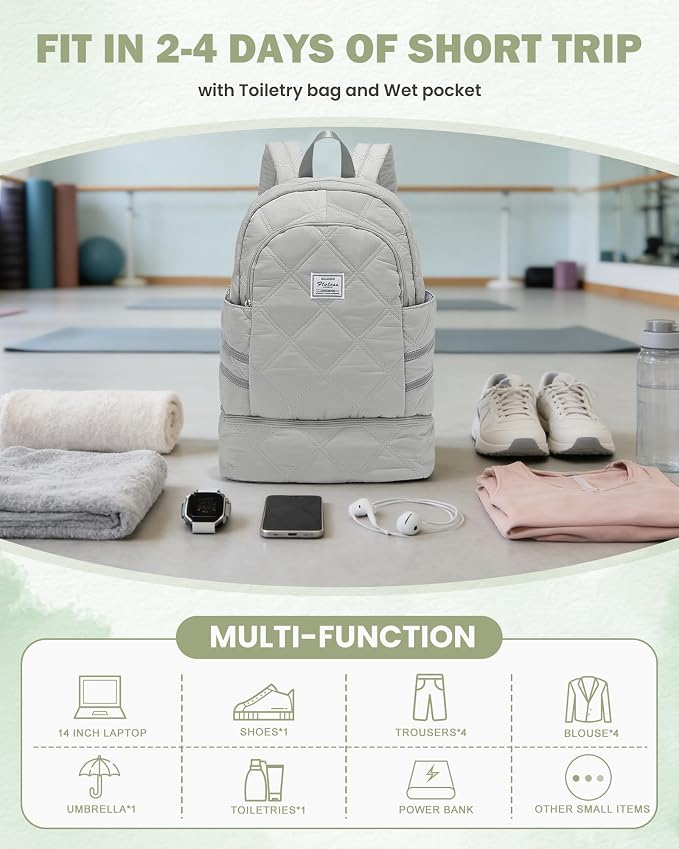 Gym Backpack for Women Men, Lightweight Gym Bag with Shoe Compartment, Water Resistant Sports Backpack with Wet Pocket, Large Capacity Cheer Backpacks for Girls, Grey