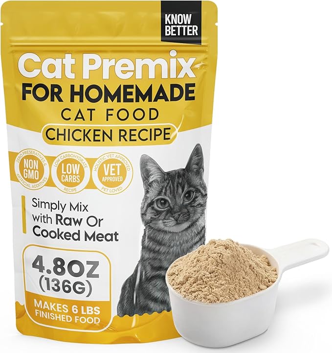 Cat Premix for Homemade Cat Food - Feline Premix for Raw or Cooked Meals with Taurine - Grain Free Meal Completer for Cats - Beef & Chicken Combo Pack - (2 Pack, 4.8 oz Each)