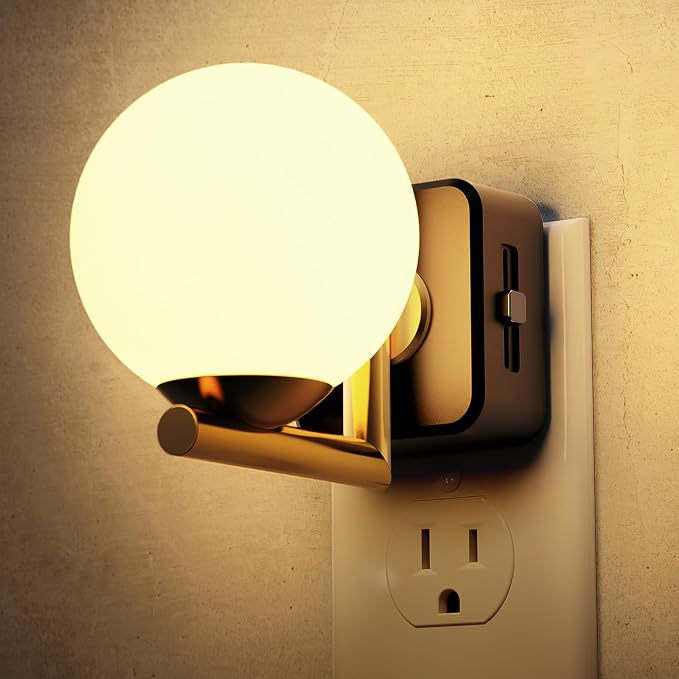 L LOHAS LED Night Lights Plug Into Wall, Dusk to Dawn Sensor | Soft White 3000K Nightlight, 0-100LM Adjustable Brightness, Plug in Night Light for Bathroom, Hallway, Bedroom, Stairway