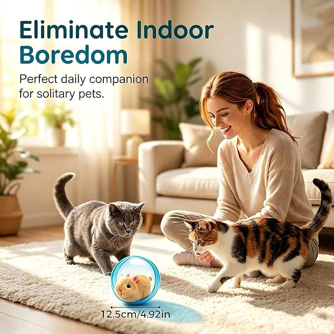Self Rolling Interactive Cat Ball, Hamster Ball for Cats, Automatic Moving Rolling Cat Ball 360° Rolling Spin Moving Cat Ball Fun Indoor Interactive Pet Ball for Cats Dogs Chasing