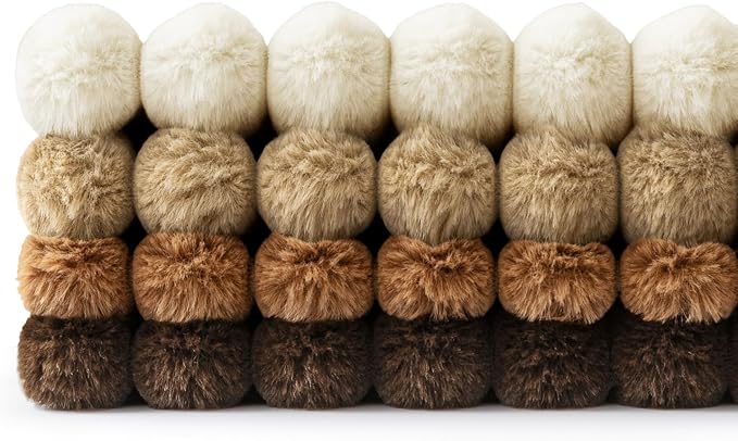 MIULEE Faux Fur Plush Decorative Throw Pillow Covers 18x18, Brown | Set of 4, Fall, Striped, Soft Boho Farmhouse Rustic Home Decor, Cushion Cases for Sofa Couch Bed Living Room