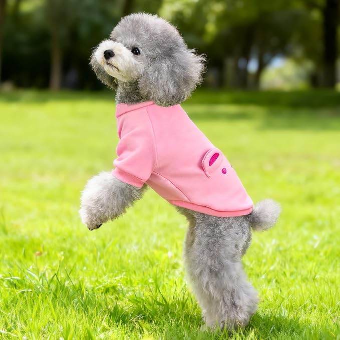 Pink Cute Dog Sweater Soft Winter Clothes for Small Dogs, XS | Classic Pink Knit Pullover, Fall Winter Outfit, Elastic Cuffs, Holiday Party Matching, Machine Washable Sweatshirt for Pets