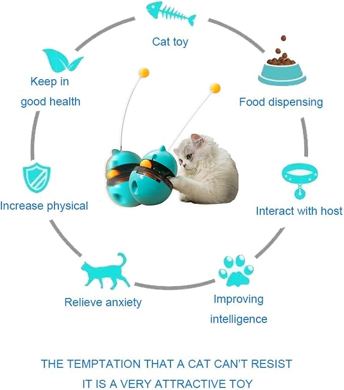 Cat Treat Dispenser Tumbler Interactive Puzzle Feeder, Cat Snacks Temptations Ball Food Puzzle Toy