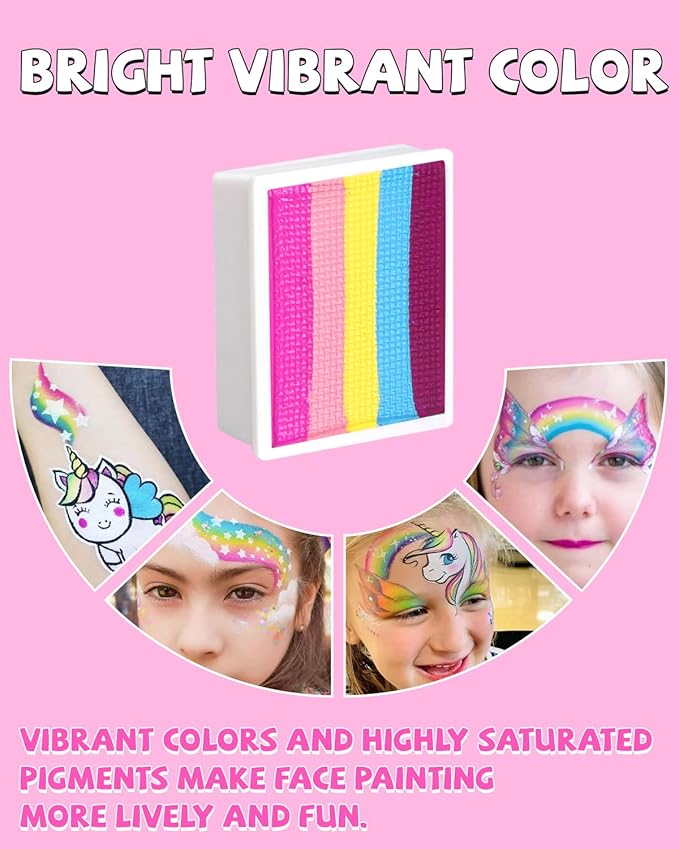 Anka Bella Professional Face Painting Kit for Kids,12X10gm Water Activated Rainbow Cake Face Paint with Stencil & Brushes,Hypoallergenic & Non-Toxic,Gift for Birthday Parties/Halloween/Carnival