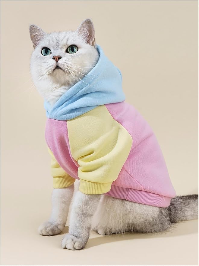 Basic Dog Hoodie Sweatshirt Puppy Sweater Warm Cat Costumes Pet Clothes for Chihuahua Puppy Kitten Small Medium Dogs Pink Large