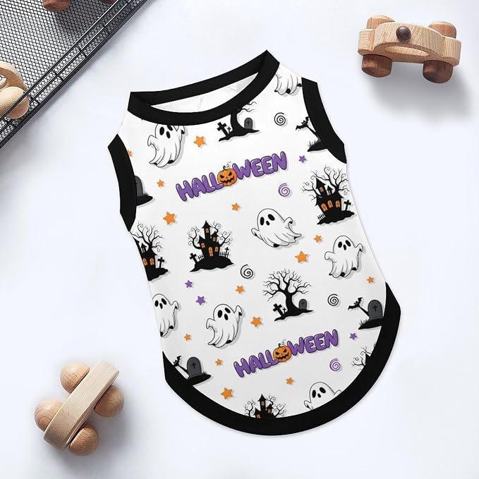 Halloween Pet Vest Castle Boo Star Pet Shirts Large | spooky season Dog Shirt Vest cute pet Sleeveless Vests Ice Silk Dog T-Shirts holiday Dog Clothes Halloween Canine Wear