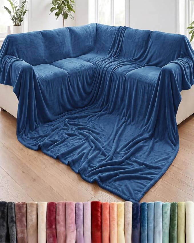 Ultra Soft Fleece Blanket Oversized King Size - Flannel Fleece Luxury Blanket - Lightweight for Couch Bed Chair - Thick, Warm and Breathable - All Season Cozy, Royal Blue