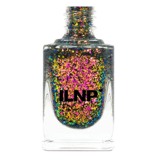 ILNP Neon Rosebud - Fuchsia, Green, Gold Ultra Chrome Color Shifting Flakie Nail Polish
