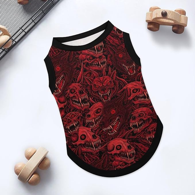 Halloween Pet Vest Bloody Skull Pet Shirts Large | horror wolf Dog Shirt Vest cute pet Sleeveless Vests Ice Silk Dog T-Shirts holiday Dog Clothes Halloween Canine Wear