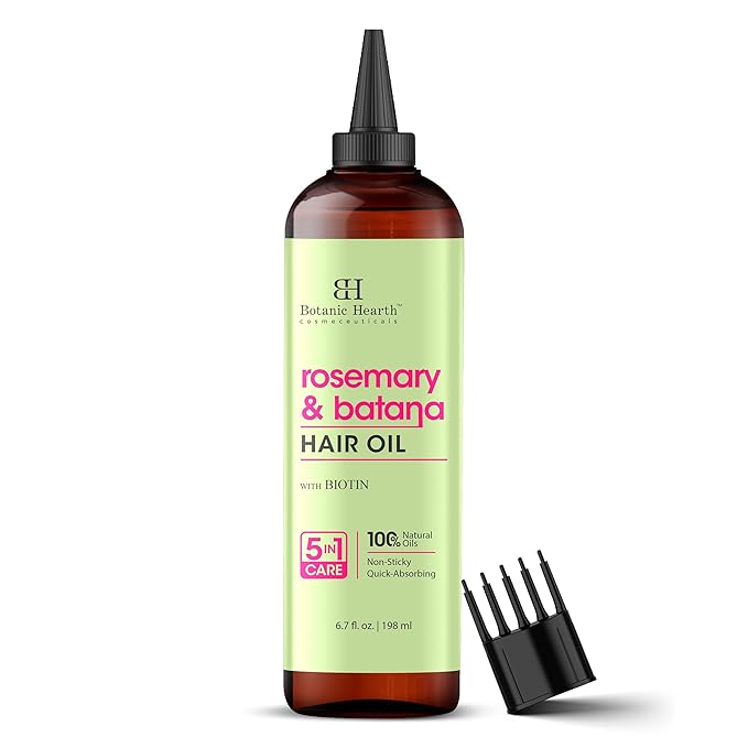 Botanic Hearth Hair Oil for Hair Growth & Hair Treatment Oils | Strengthening Dry, Frizzy, Damaged Hair & Scalp Treatment | Rosemary & Batana Hair Oil – 6.7 Fl Oz