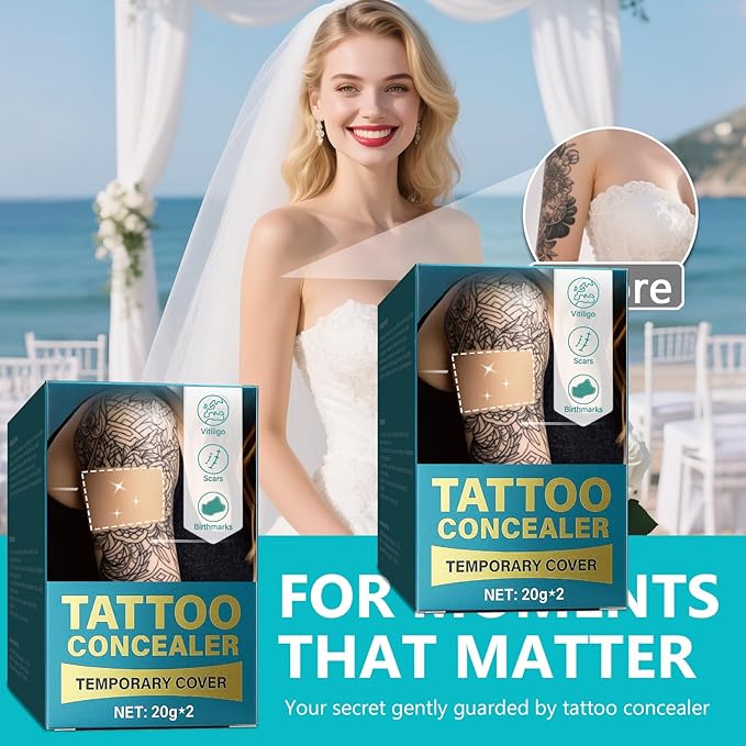 Tattoo Cover Up Makeup Waterproof, Full Coverage Concealer for Tattoos, Dark Spots & Scars, Long Lasting, Smudge-Proof & Transfer-Resistant