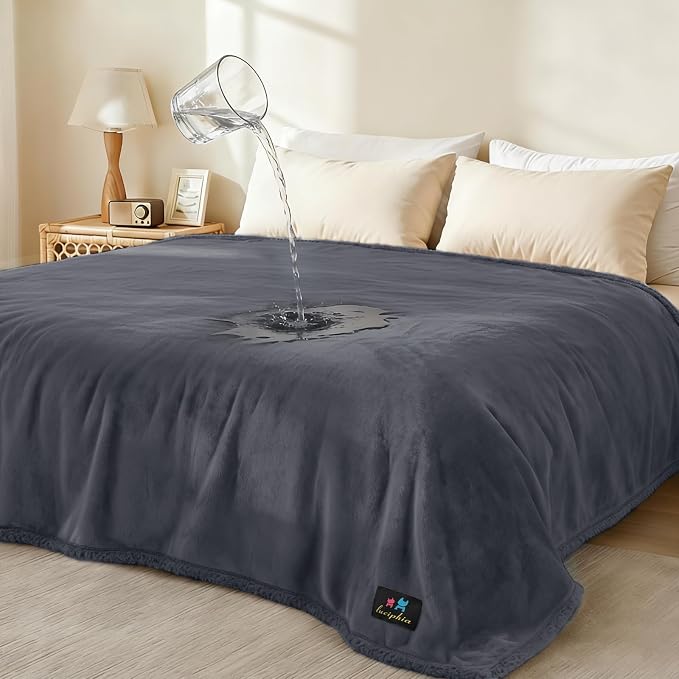 Luciphia Waterproof Pet Blanket, Liquid Pee Proof Dog Blanket for Sofa Bed Couch, Reversible Sherpa Fleece Furniture Protector Cover for Small Medium Large Dogs Cats, Dark Gray X-Large（85" x 57"） | waterproof pet blanket sherpa fleece reversible couch ...