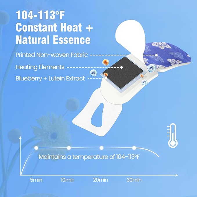 18 Packs Steam Eye Mask Self Heating Heated Eye Mask for Sleep, Warm Compress for Eyes，Stye Eye Treatment, Spa, Christmas Stocking Stuffers，Travel Essentials Blueberry Extract Unscented