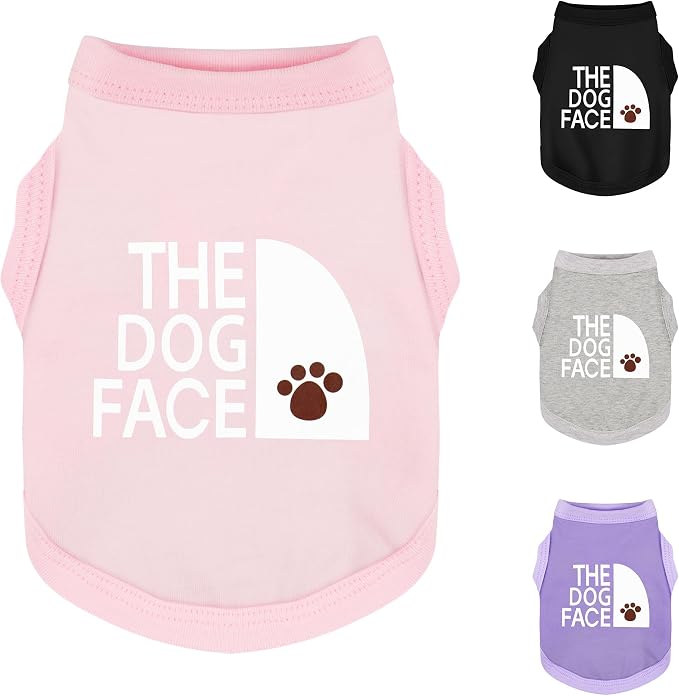Personality Canine Attire: Soft, Lightweight Cotton Dog Clothes with 'The Dog Face' Print. Small and Medium Breeds, Perfect for Everyday Wear, Comfortable and Breathable Dog Shirt Pink M