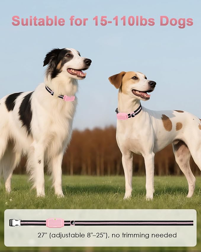 Shock Collar for Dogs, Dog Training Collar with Remote Control | IP67 Waterproof Receiver, Beep, Vibration, Safe Static Modes, Rechargeable，Adjustable Fit for 15–110 lb Dogs