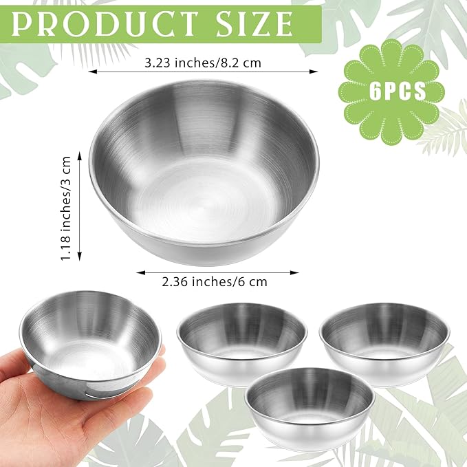 6 Pcs 3.23 In DIY Face Mask Mixing Bowl Stainless Steel Esthetician Facial Mask Bowl Facial Small Mixing Esthetician Supplies for Lady Women Skincare Home Salon Cosmetic Beauty (Silver)