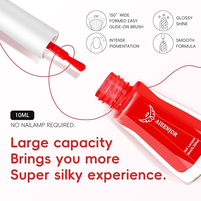 Red Nail Polish, Quick Dry Nail Polish, Streak Free, Long Last Fingernail Polish for Autumn Wedding Nails, Cozy Fall Manicure, Back to School Nail Looks, Salon Quality at Home, 0.35 fl oz