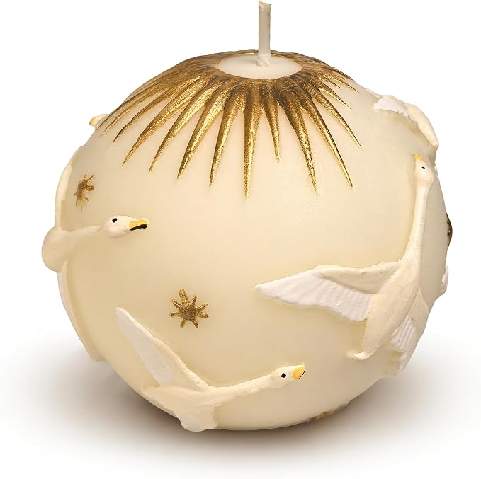 Hand-Painted Swan Ball Candles 7cm Round Soy Wax Scented Decor for Home Decorative Sphere Accent Aesthetic Gift for Women (White Eucalyptus)
