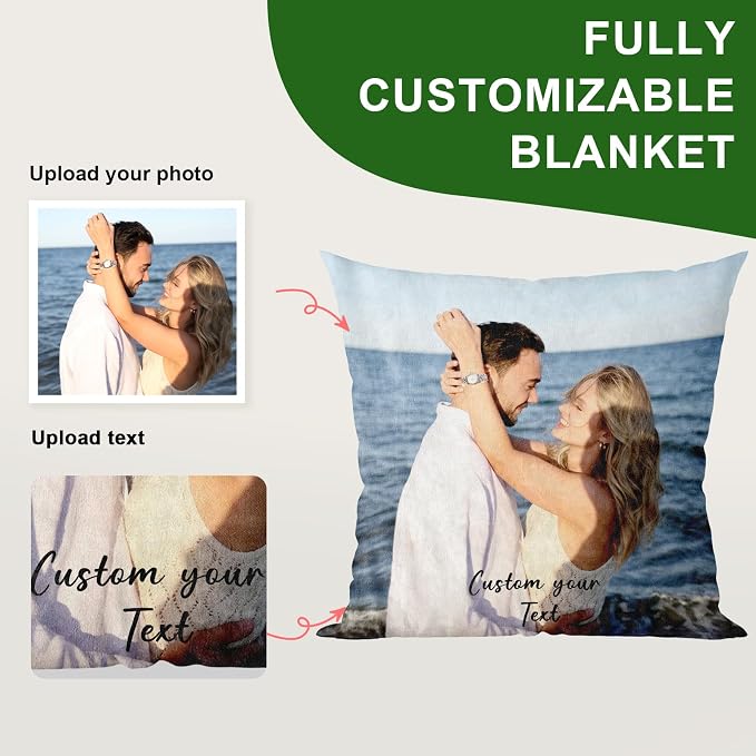 Bemaystar Custom Pillow Covers with Picture & Text, Ships Next Day, Made in USA - Personalized Pillow- Love Keepsake, Customized Gifts, Decorative Throw Pillow for Family Friends(No Insert)-1photo