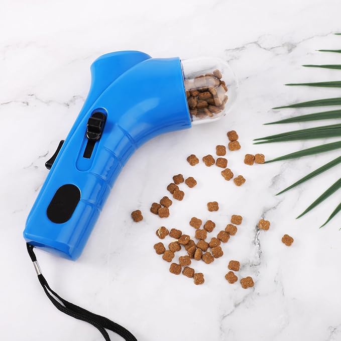 Cat Food Gun, PP Plastic Interactive Pet Food Shooter Catapult Large Capacity Cat Dog Snack Treat Launcher Dispenser Interesting Pet Snack Shooter Feeders Gun for Training Exercise