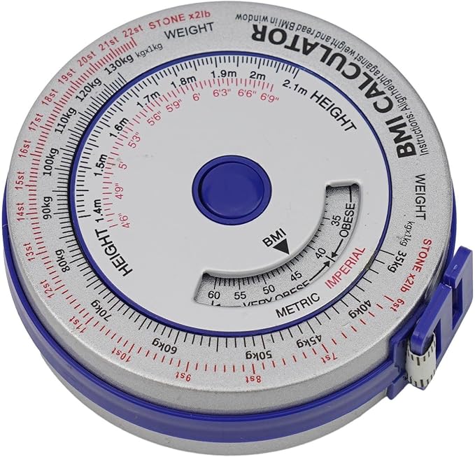 BMI Body Mass Index Retractable Tape Measure, Push-Button Locking Diet Tool for Waist Hip Arm Chest Thigh, Accurate Plastic Ruler for Fitness Tracking, 150cm/200cm(3PCS blue)