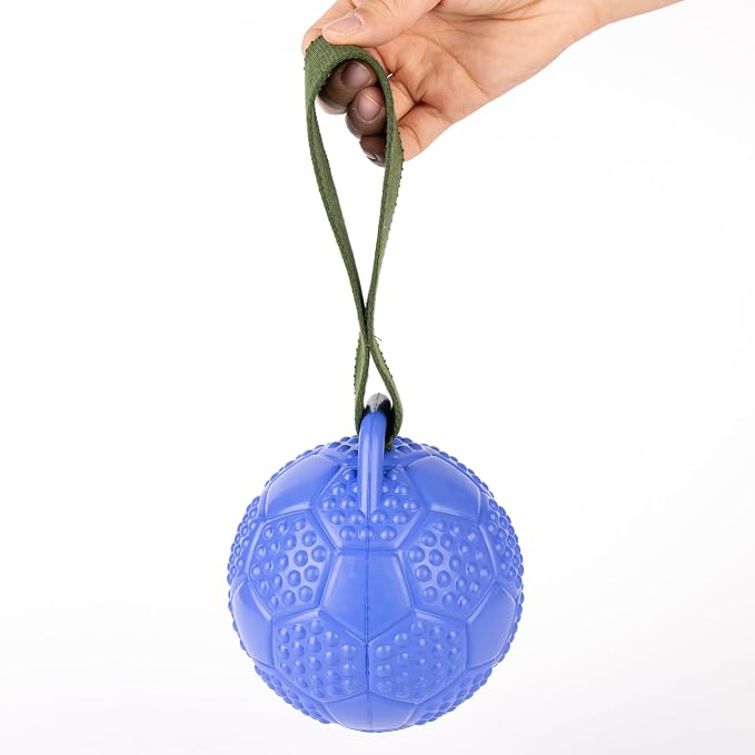 Fuzzl Eco Rubber Chuck & Treat Soccer Ball - Blue - Long Lasting Dog Chew Toys for Aggressive Chewers Strong Dog Toy for Dogs Durable Puppy Toys