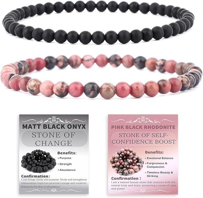 NCB 2.3-Piece 4mm Natural Crystal Gemstone Stretch Bracelets – Handmade Reiki Energy Healing Jewelry for Meditation,Yoga, Unisex