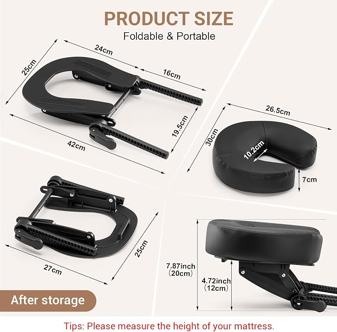Universal Adjustable Massage Table Face Cradle & Headrest, Memory Foam Face Pillow Cushion for 3-7 Inch Mattress Massage Table Headrest for Eye Surgery Recovery Salon SPA Massage Bed