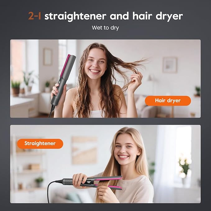 slopehill 2-in-1 Hair Straightener and Blow Dryer, Professional Flat Iron with High-Speed Airflow Technology for Straight, Smooth Hair