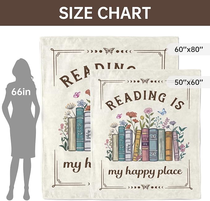 Book Lovers Gifts, Reading Blanket Gifts for Book Lovers | Unique Bookish Presents for Reader Bookworm on Birthday Christmas Soft Flannel Throw Blanket 80"x60"