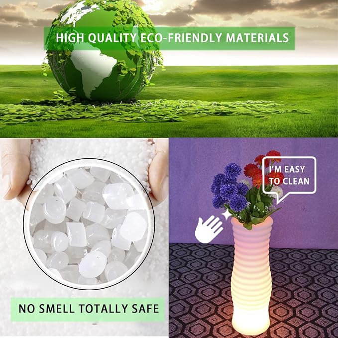 Rechargeable LED Vase Night Light with Remote & 16 Colors ﻿ | 20-in Dimmable LED Mood Lighted Vase for Living, IP65 Waterproof & Sturdy Flower Pot Floor Lamp for Yard Wedding Party Decor