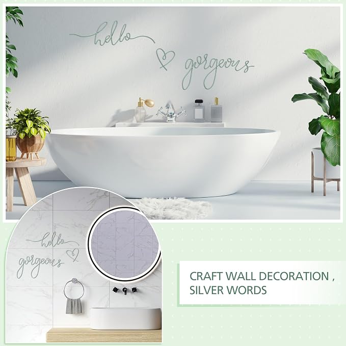 Hicarer Metal Hello Gorgeous Wall Art Minimalist Wall Decor,Green,Classic | for Bedroom Bathroom Living Room Dressing Room Salon Vanity Office Home Decoration, Easy to Install