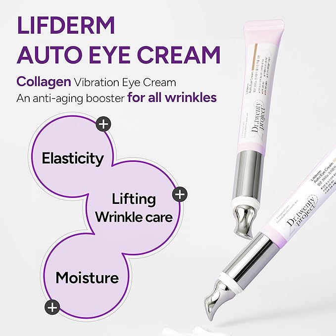 Lifderm Eye Cream with Collagen and Vibrating Device 20ml 9 Toner with Mugwort Extract 300ml Bundle