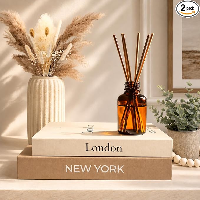 Faux Book Storage Box Set – Decorative Faux Books with Hidden Storage for Coffee Table Decor, Bookshelf or Mantle – Linen Decorative Boxes (Set of 2) – Aesthetic Book Decor for Home