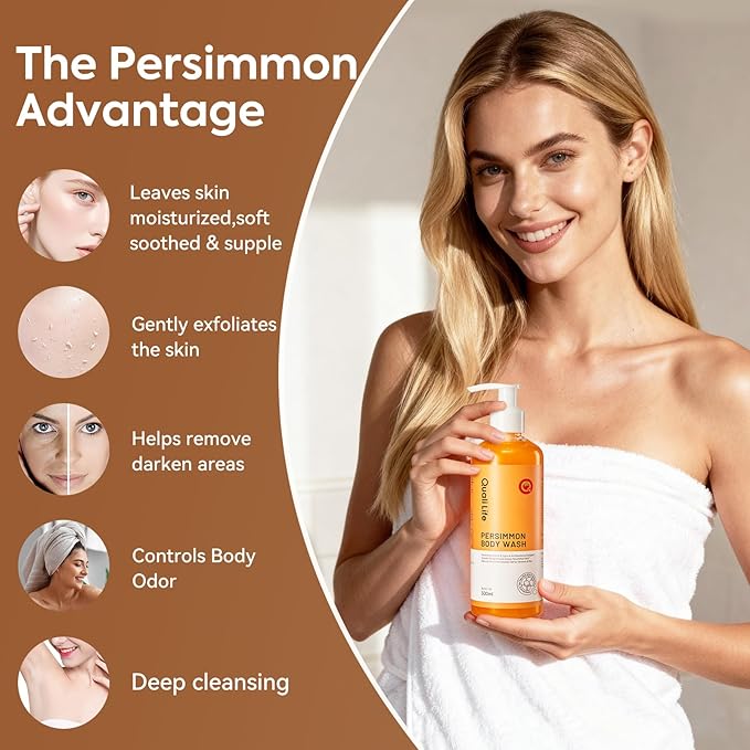 Persimmon Body Wash for Old People Smell, Natural Deodorant Bar Soap for Strong Odor Smelly Feet Remove, Deep Cleansing Body Deodorizing for Eliminating Odor, Kids Safe