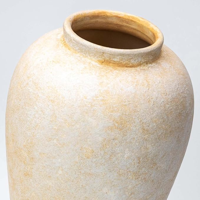 Ceramic Flower Vase Home Decor - 9.2 inch Large Farmhouse Table Vases, Rustic Decorative Vases for Kitchen Living Room Coffee Dining Shelf Mantel Decoration