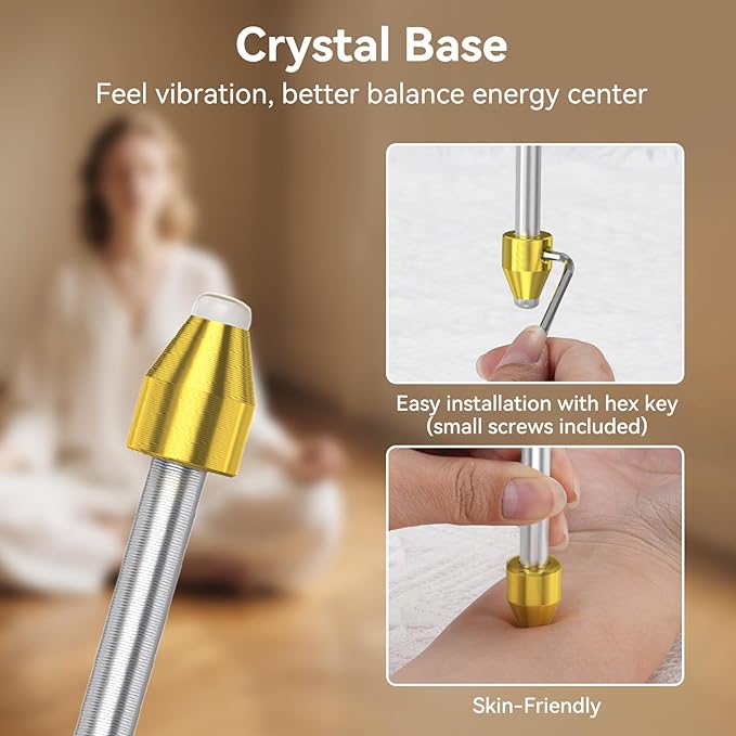 Tuning Forks for Healing Set (128Hz, 256Hz, 512Hz), with Percussion Hammer Mallet, Crystal Base & Storage Pouch, Sound Therapy Instrument for Chakra/Yoga/Meditation