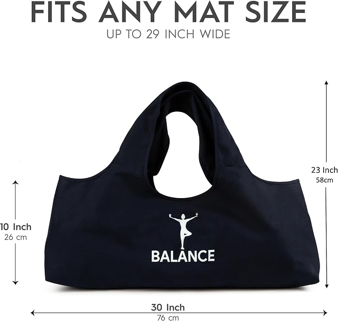 Wild Essentials Yoga Bag, Exercise, Tote, Large Carrier, Shoulder Strap, Inner Pocket, Fits Most Mats, Recycled Cotton Canvas