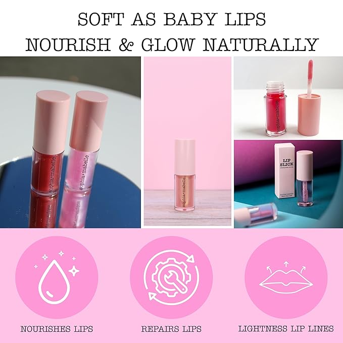 Sophia + Mabelle Hydrating Lip Oil – Lightweight, Non-Sticky & High-Shine Lip Gloss Oil – Moisturizing, Nourishing, Soothing Tinted Formula for Soft Lips – 3.7g (Shady Beach (Hot Pink), 3.7g)