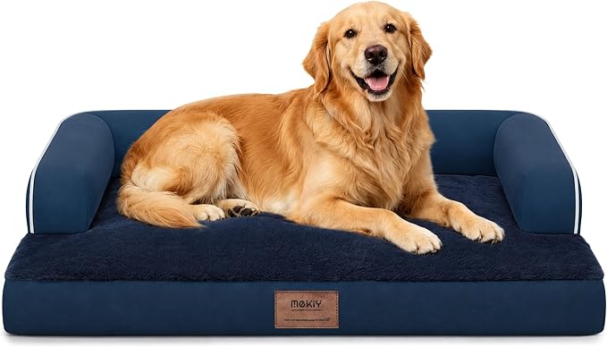 Orthopedic Washable Dog Bed with Bolster for Medium to Large Dogs | Pillow Support for Neck Relief, Egg Crate Foam, Waterproof Liner, Anti-Slip Bottom, Removable Bolster Cover, 36 x 27 Inch