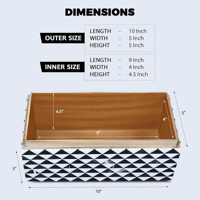 Handicrafts Home Decorative Organizer Box 10x5 – Large Keepsake Box with Lid, Modern Decorative Storage Box, Bohemian Coffee Table Décor, Jewelry & Memory Box, Decorative Accent Box for Home Décor