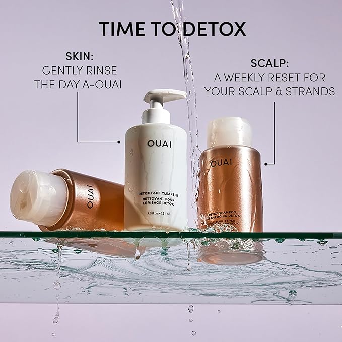 OUAI Detox Facial Cleanser - Deep Cleansing Face Wash with Glycolic Acid, Niacinamide & PHA - Removes Sweat, Dirt & Oil Without Drying - Gentle Face Cleanser for Post-Workout (7.8 Fl Oz) (Pack of 2)
