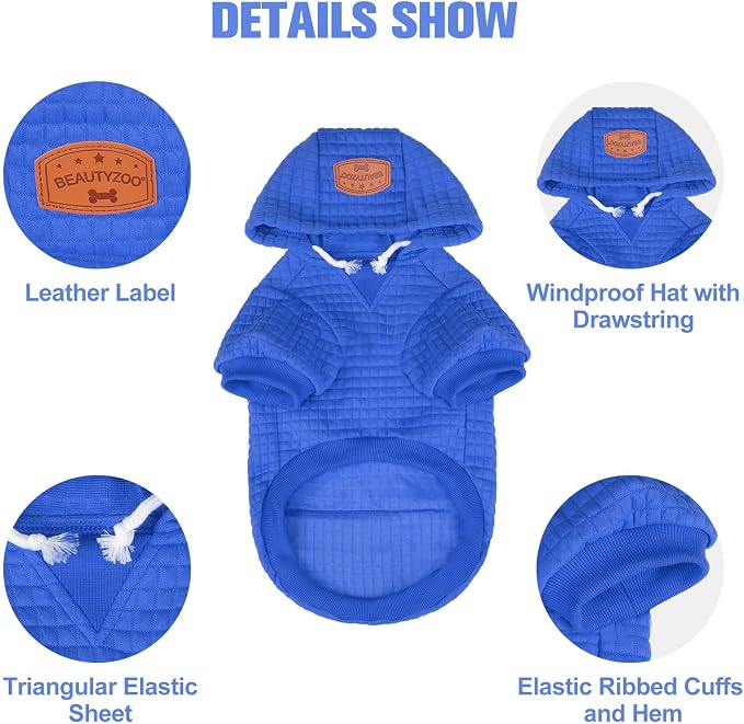BEAUTYZOO Dog Hoodies Sweater for Large Dogs,Waffle‑Like Laminated Pet Coat | Warm Dog Sweatshirt with Pocket & Leash Hole,Pullover Clothes for Girl Boy Dogs,Stretchy & Easy‑On‑Off,Labrador & Great Danes