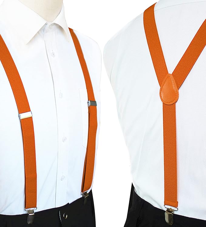 JEMYGINS Solid Color Mens Suspender with 3 Strong Clips Adjustable Braces