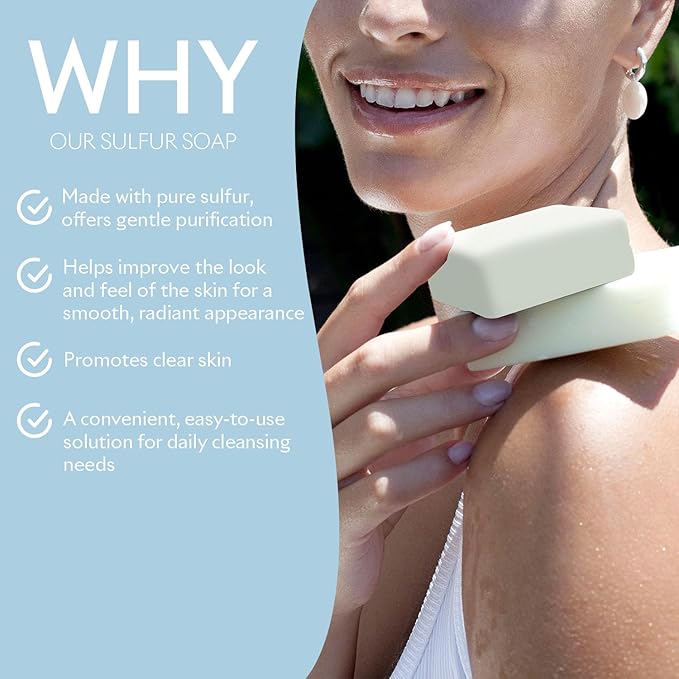 SEACRET Sulfur Soap Bar for Face & Body - Nature-Powered Sulfur Cleanser for Radiant Skin, Sulfur Skin Care, Sulfur Bar Soap, Sulfur Soap (Pack of 2)