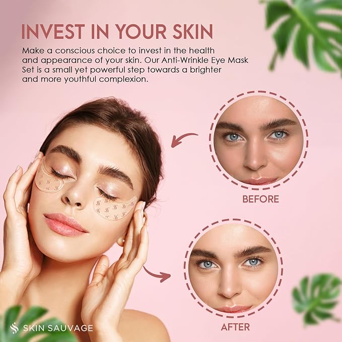 Reusable Anti-Wrinkle Silicone Eye Mask Set – Enhances Absorption for Makeup Prep +Locks in Night Cream to Boost Hydration, Smooths Under Eyes, Reusable, Comfortable, Travel Ready w/ Stylish Storage