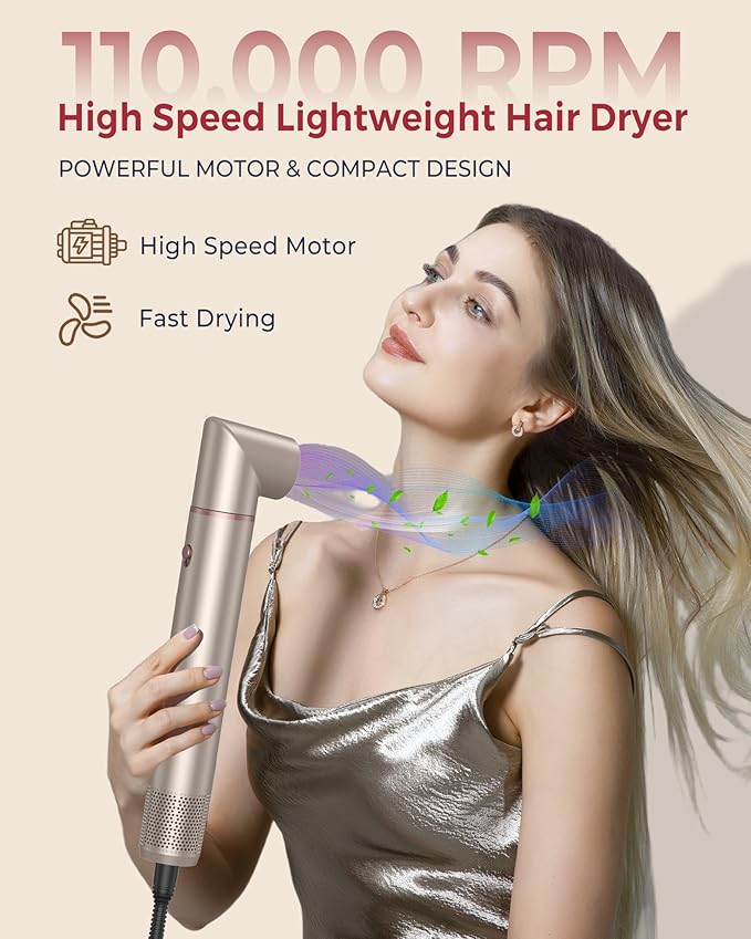 UKLISS Hair Dryer Brush 6 in 1,110000 RPM Hair Dryer with Portable Storage Bag, Fast Drying & Auto Curling Air Wrap,Create Waves & Straight Styles,Blow Dryer Brush for Salon-Quality Styling