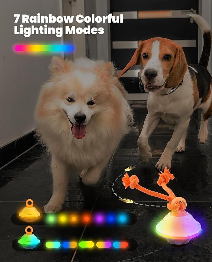 Xeuch Smart Interactive Dog Toys, Automatic Moving and Rolling Dogs Ball with Rope, Motion-Activated Squeaky Ball for Small Medium Dogs for Boredom, RGB Lights, Stimulating Sound, Voice Recording